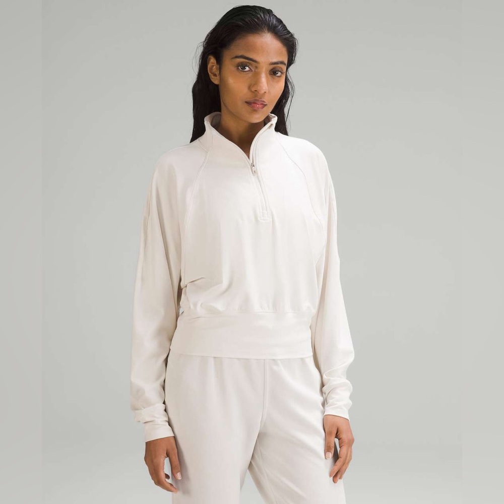 Lululemon Ready to Rulu Half-Zip Pullover in White Opal
